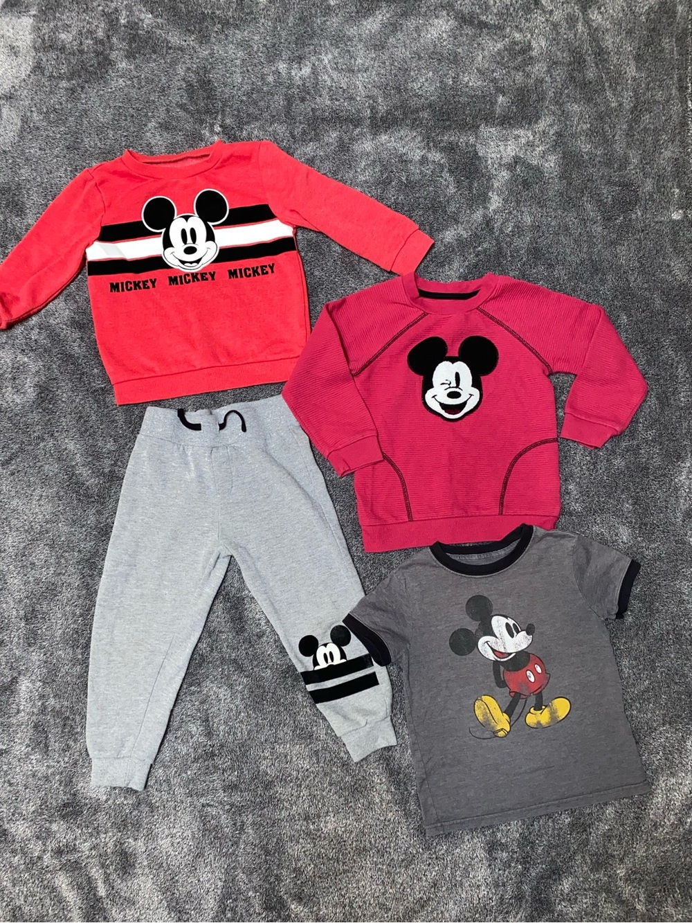 Vintage Mickey Mouse Boys 4T Bundle Sweatshirts Pants + Shirt Disney Set